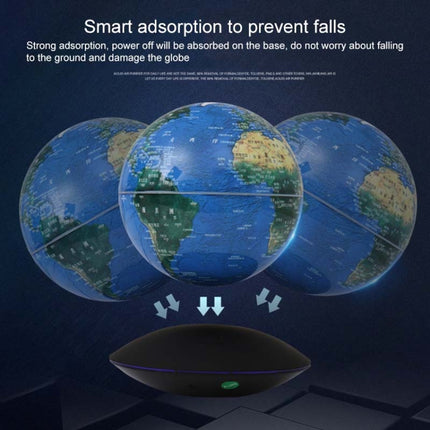 6 inch Rotation Illuminating English Magnetic Levitation Globe Office Crafts Ornaments, US Plug(Black)-garmade.com