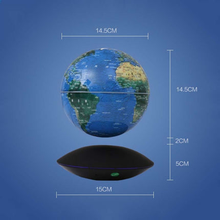 6 inch Rotation Illuminating English Magnetic Levitation Globe Office Crafts Ornaments, US Plug(Black)-garmade.com