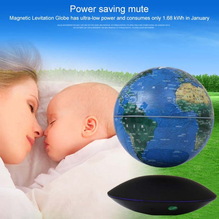 6 inch Rotation Illuminating English Magnetic Levitation Globe Office Crafts Ornaments, US Plug(Black)-garmade.com