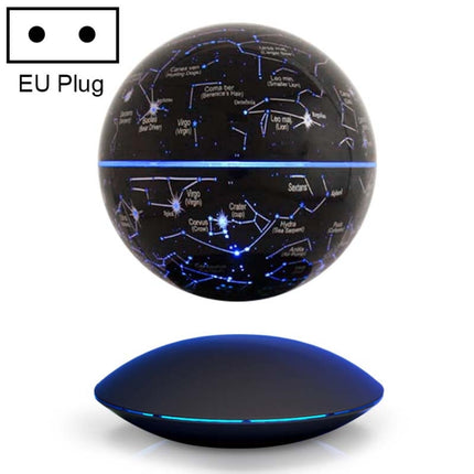 6 inch Rotation Illuminating English Magnetic Levitation Globe Office Crafts Ornaments, EU Plug(Black)-garmade.com
