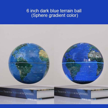 6 inch Bilingual Dark Blue Colored Light Magnetic Levitation Globe + Book Shape Base Office Crafts Ornaments, US Plug-garmade.com