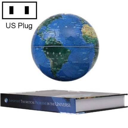 6 inch Bilingual Dark Blue White Light Magnetic Levitation Globe + Book Shape Base Office Crafts Ornaments, US Plug-garmade.com