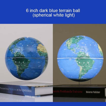 6 inch Bilingual Dark Blue White Light Magnetic Levitation Globe + Book Shape Base Office Crafts Ornaments, US Plug-garmade.com