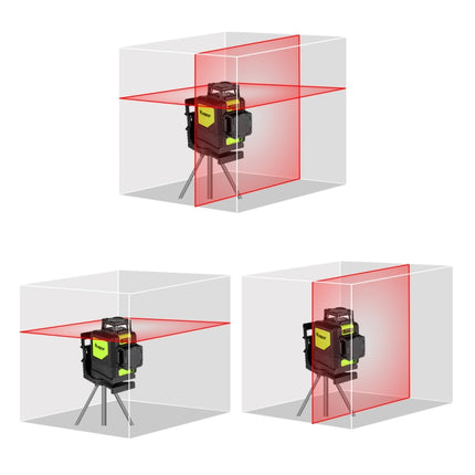 902CR 2×360 Degrees Laser Level Covering Walls and Floors 8 Line Red Beam IP54 Water / Dust proof(Red)-garmade.com