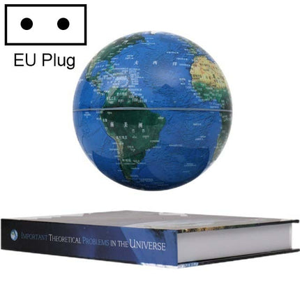 6 inch Bilingual Dark Blue White Light Magnetic Levitation Globe + Book Shape Base Office Crafts Ornaments, EU Plug-garmade.com