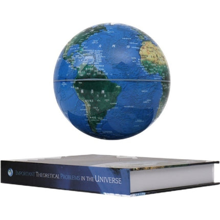 6 inch Bilingual Dark Blue White Light Magnetic Levitation Globe + Book Shape Base Office Crafts Ornaments, EU Plug-garmade.com