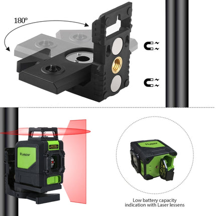901CR H360 Degrees / V130 Degrees Laser Level Covering Walls and Floors 5 Line Red Beam IP54 Water / Dust proof(Red)-garmade.com
