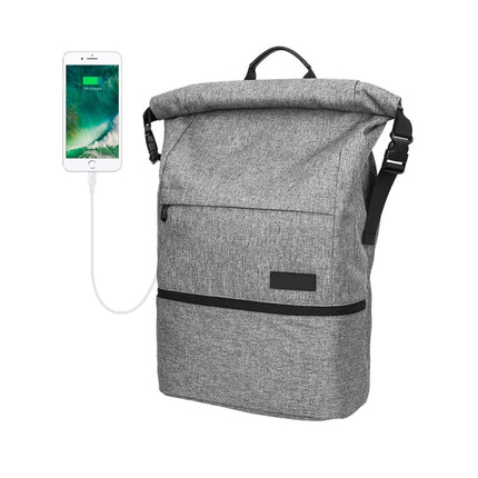 Polyester Waterproof Laptop Backpack with USB Interface Capacity: 35L (Light Grey)-garmade.com