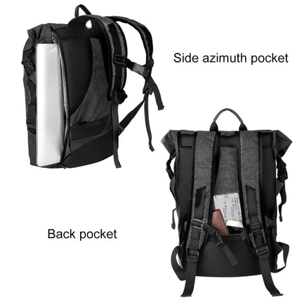 Polyester Waterproof Laptop Backpack with USB Interface Capacity: 35L (Light Grey)-garmade.com
