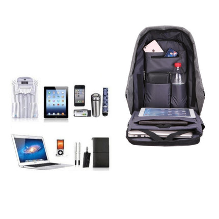 Multi-Function Large Capacity Travel Anti-theft Security Casual Backpack Laptop Computer Bag with External USB Charging Interface for Men / Women, Size: 42 x 29 x 14 cm(Blue)-garmade.com