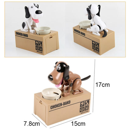 Creative Cartoon Edacious Puppy Automatic Money Eating Coin Saving Box, White Spotted Dog-garmade.com