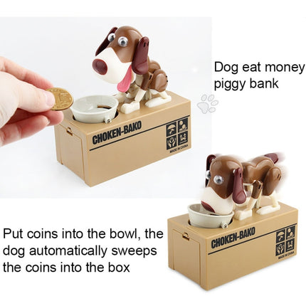 Creative Cartoon Edacious Puppy Automatic Money Eating Coin Saving Box, White Spotted Dog-garmade.com