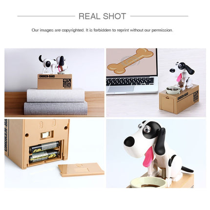 Creative Cartoon Edacious Puppy Automatic Money Eating Coin Saving Box, White Spotted Dog-garmade.com