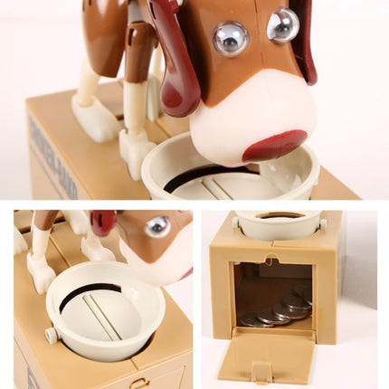 Creative Cartoon Edacious Puppy Automatic Money Eating Coin Saving Box, White Spotted Dog-garmade.com