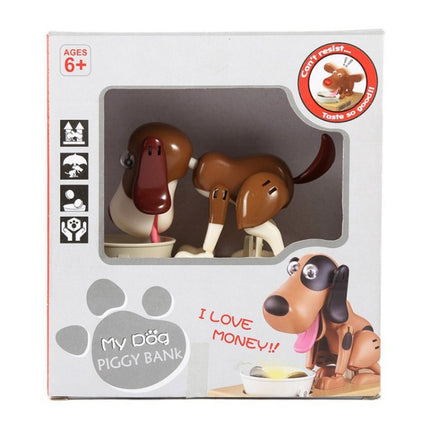 Creative Cartoon Edacious Puppy Automatic Money Eating Coin Saving Box, White Spotted Dog-garmade.com