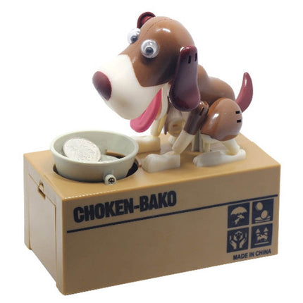 Creative Cartoon Edacious Puppy Automatic Money Eating Coin Saving Box, Brown and White Dog-garmade.com