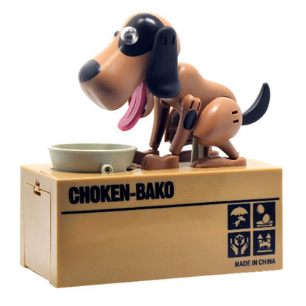 Creative Cartoon Edacious Puppy Automatic Money Eating Coin Saving Box, Brown Spotted Dog-garmade.com