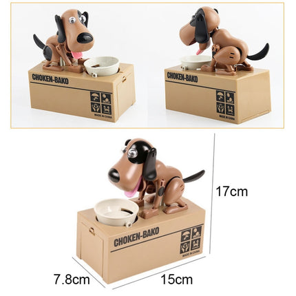 Creative Cartoon Edacious Puppy Automatic Money Eating Coin Saving Box, Brown Spotted Dog-garmade.com