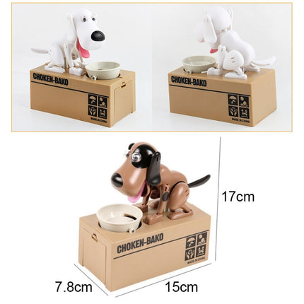 Creative Cartoon Edacious Puppy Automatic Money Eating Coin Saving Box, White Dog-garmade.com