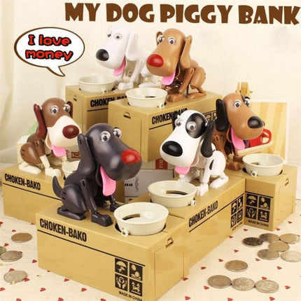 Creative Cartoon Edacious Puppy Automatic Money Eating Coin Saving Box, Light Brown Dog-garmade.com