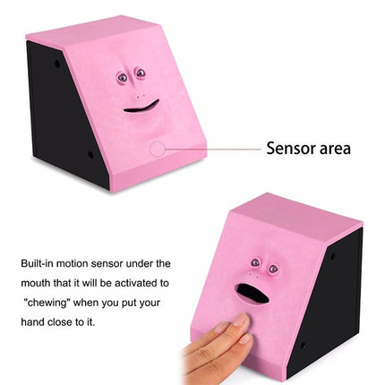 Face Bank Automatic Money Eating Box Coin Saving Box(Pink)-garmade.com