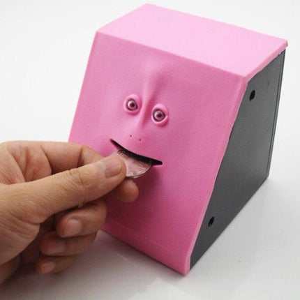 Face Bank Automatic Money Eating Box Coin Saving Box(Pink)-garmade.com