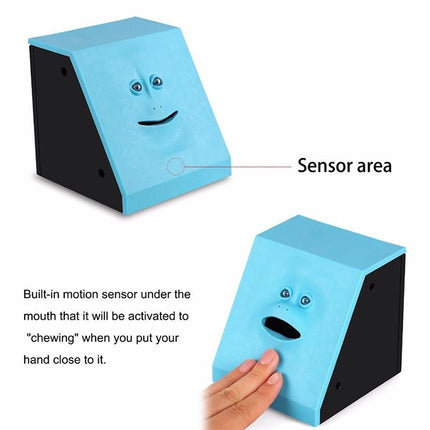 Face Bank Automatic Money Eating Box Coin Saving Box(Blue)-garmade.com