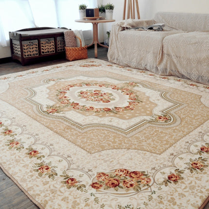 Rose Pattern Fuzzy Living Room Carpet Bedroom Bedside Mat, Size: 1.2m x 1.8m (Beige)-garmade.com