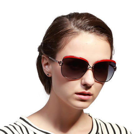 HDCRAFTER E016 Retro Fashion Ultraviolet-proof Polarized Sunglasses for Women(Red)-garmade.com