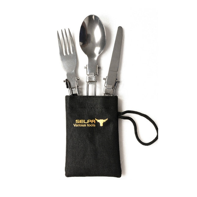 Three-Piece Stainless Steel Foldable Outdoor Cutlery-garmade.com