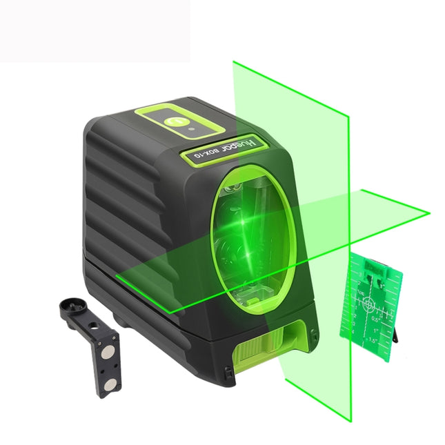 BOX-1G 1V1H 40mW & 10mW 2 Line Green Beam Laser Level Covering Walls and Floors (Green)-garmade.com