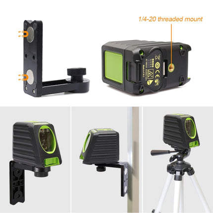 BOX-1R 1V1H 40mW & 10mW 2 Line Red Beam Laser Level Covering Walls and Floors (Red)-garmade.com