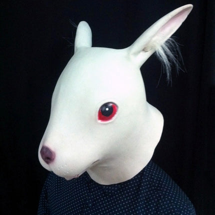 Popular Lovely Halloween Mask Masquerade Emulsion Rabbit Mask with Villus Ears for Men and Women-garmade.com