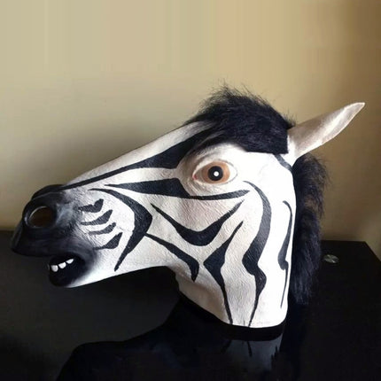 Popular Pretty Halloween Mask Masquerade Emulsion Horse Head Zebra Mask for Men and Women-garmade.com