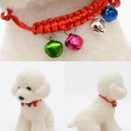 10 PCS Hand-Woven Adjustable Pet Bell Collars, Adjustable Perimeter: 18-32cm, Random Color Delivery-garmade.com