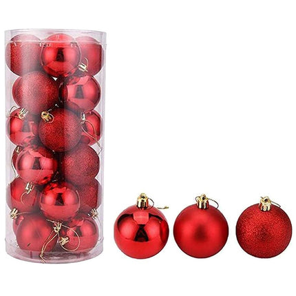 24 PCS 4cm Plating Plastic Christmas Tree Decorations Hanging String Ball, Random Color Delivery-garmade.com