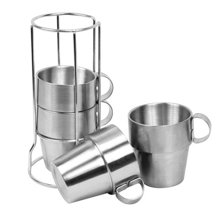 Outdoor Portable Picnic Cups Four Piece Suit Stainless Steel Drinking Mugs Anti-Hot Tea Coffee Cup-garmade.com