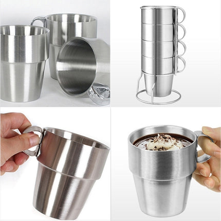 Outdoor Portable Picnic Cups Four Piece Suit Stainless Steel Drinking Mugs Anti-Hot Tea Coffee Cup-garmade.com