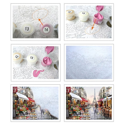 DIY Creative Paint By Numbers Oil Painting Paris Flower Street Art Painting without Framework, Size: 40*50 cm-garmade.com