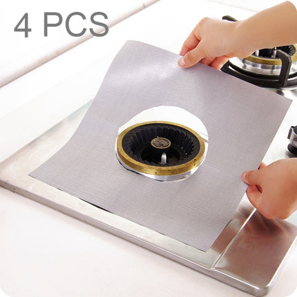 4 PCS Gas Furnace Surface Ultra-thin Fibre Material Stovetop Protective Cleaning Pad, Size: 27*27 cm (Silver)-garmade.com