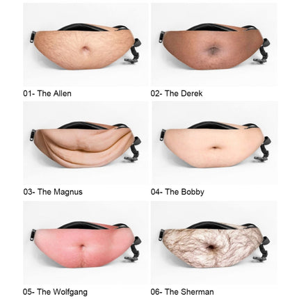Creative Funny Anti-harassment Artificial Carnosity Belly Shape Outdoor Bags, Multifunctional Portable Unisex Sports Belly Waist Bag-garmade.com
