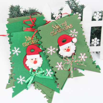 Christmas Scene Decoration Six Flag Non-woven Fabric Santa Hanging Flag(Green)-garmade.com