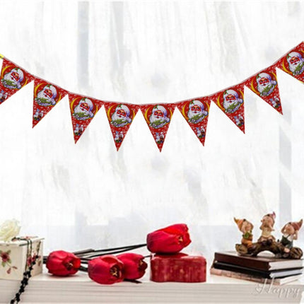 10 Sets Christmas Scene Decoration Triangle Paper Flags Non-woven Fabric Hanging Banners(Red)-garmade.com