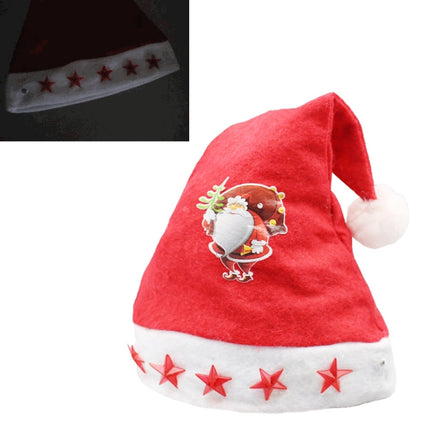 Christmas Decoration Napped Fabric Santa Hat Light Five-pointed Stars Pattern Children Dressing Up Christmas Hat, Random Pattern Delivery-garmade.com