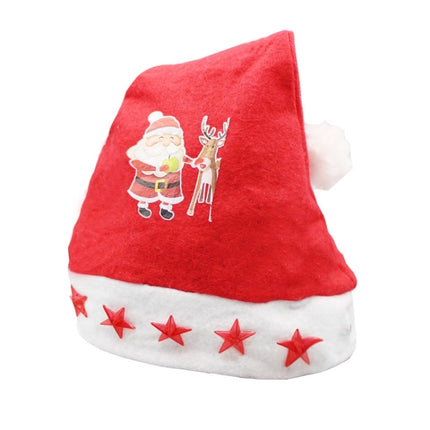 Christmas Decoration Napped Fabric Santa Hat Light Five-pointed Stars Pattern Children Dressing Up Christmas Hat, Random Pattern Delivery-garmade.com