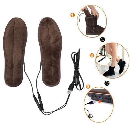 USB Electric Powered Heated Insoles Keep Feet Warm Pad with USB Cable & Power Adapter, Size: 43-44 yard(Brown)-garmade.com