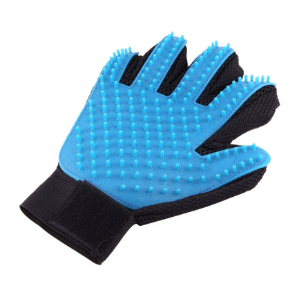 Right Hand Five Finger Deshedding Brush Glove Pet Gentle Efficient Massage Grooming(Sky Blue)-garmade.com