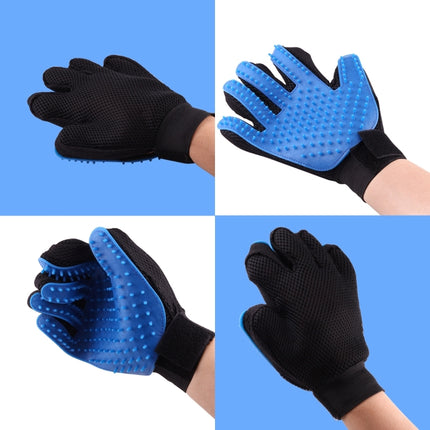 Right Hand Five Finger Deshedding Brush Glove Pet Gentle Efficient Massage Grooming(Sky Blue)-garmade.com