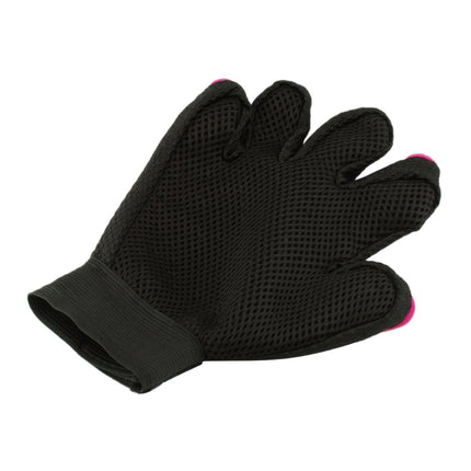 Left Hand Five Finger Deshedding Brush Glove Pet Gentle Efficient Massage Grooming(Pink)-garmade.com