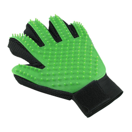 Left Hand Five Finger Deshedding Brush Glove Pet Gentle Efficient Massage Grooming(Green)-garmade.com